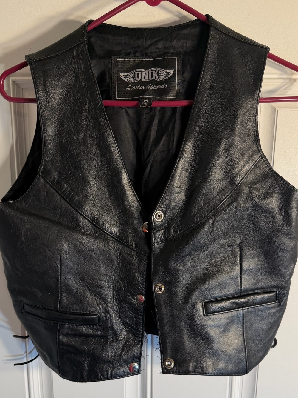 UNIK Black Leather Vest - Women's Classic Motorcycle Style